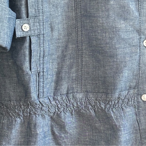 CHICO’S Button Front Chambray Roll Tab Sleeve Shirt Size M - Picture 6 of 9